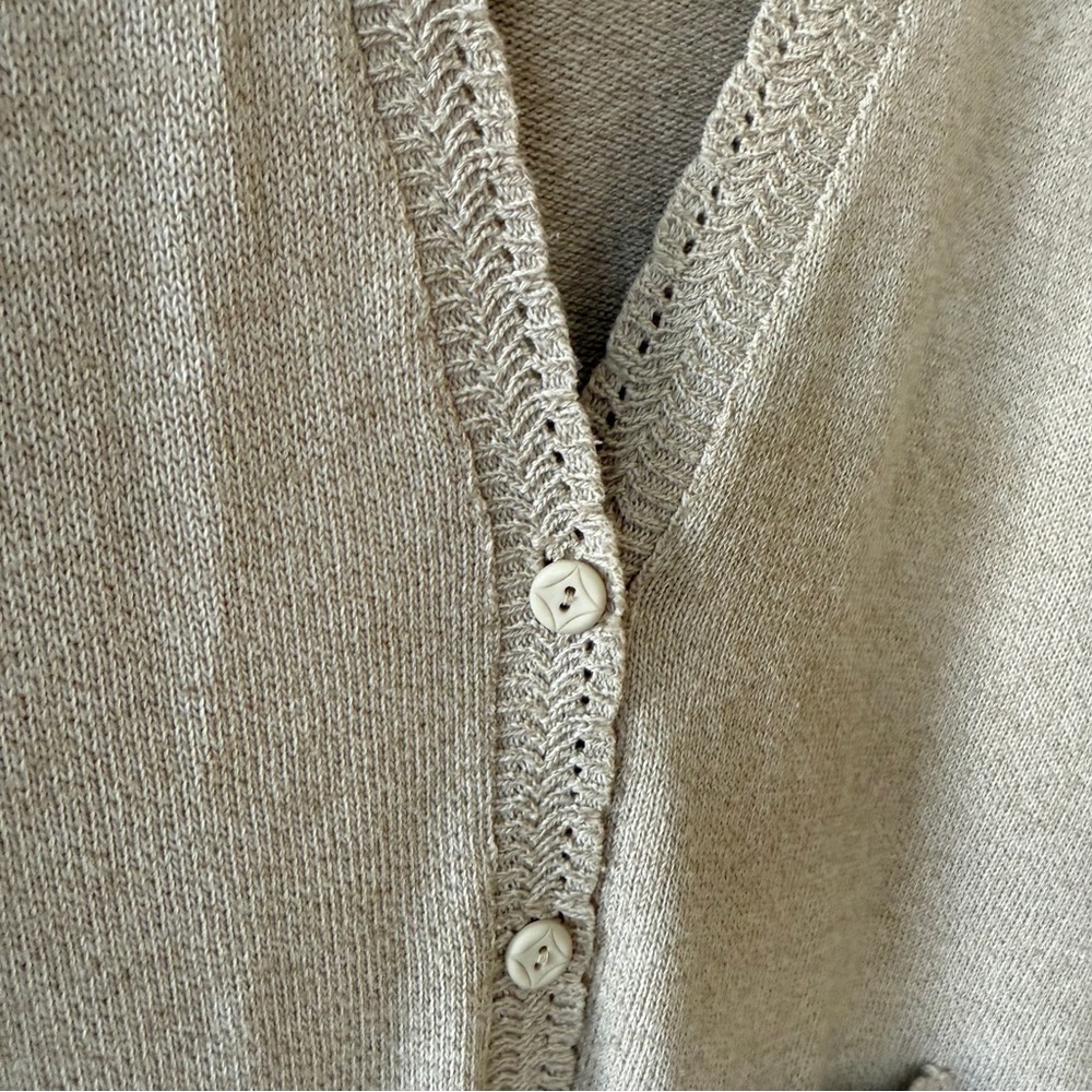 Vintage 90s Button Vest | Beige Knit Cottagecore Minimal | Medium - Picture 7 of 7